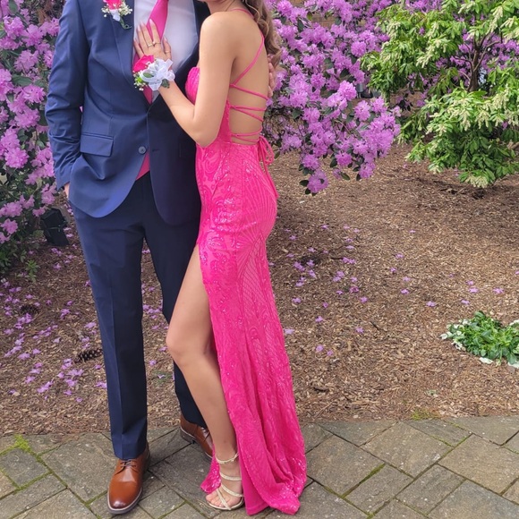 Rowena Sequin Mermaid Prom Dress in Fuchsia - Picture 10 of 11